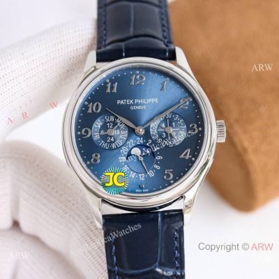 Swiss Copy Patek Philippe Geneve Perpetual Calendar new 39mm Blue Watches